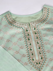 Jacquard Chanderi Cotton Silk Kurta, Pant and Dupatta Set.