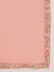Peach Embroidered Kurta Pant Set with Dupatta