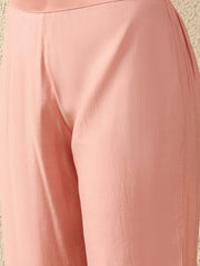 Peach Embroidered Kurta Pant Set with Dupatta