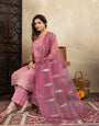 Vibrant Pink Embroidered Kurta Set with Organza Dupatta | Ethnic Festive Wear Outfit