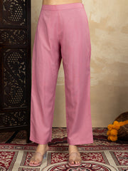 Vibrant Pink Embroidered Kurta Set with Organza Dupatta | Ethnic Festive Wear Outfit