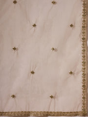 Graceful Off-White Silk Blend Kurta Set with Sheer Embroidered Dupatta