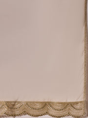 Classic Off-White Silk Blend Kurta Set with Net Dupatta