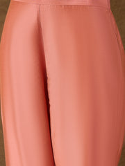 Charming Peach Silk Blend Kurta Set with Embroidered Net Dupatta