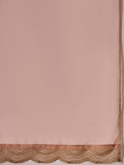Charming Peach Silk Blend Kurta Set with Embroidered Net Dupatta