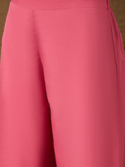 Rose Pink Embroidered Kurta Set with Sheer Dupatta