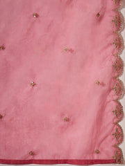 Rose Pink Embroidered Kurta Set with Sheer Dupatta