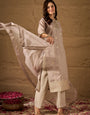 Elegant Embroidered Jacquard Cotton Silk Kurta Set with Dupatta