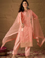 Elegant Embroidered Jacquard Cotton Silk Kurta Set with Dupatta