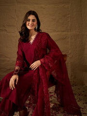 Elegant Maroon Kurta Pant Set with Dupatta