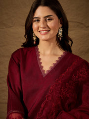 Elegant Maroon Kurta Pant Set with Dupatta