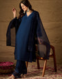 Graceful Navy Blue Kurta Pant Set with Dupatta