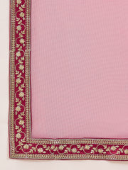 Dark Pink Embroidered Kurta Pant Set with Dupatta