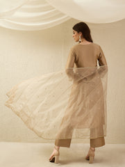 Elegant Gold Embroidered Kurta Set with Dupatta