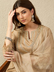 Elegant Gold Embroidered Kurta Set with Dupatta
