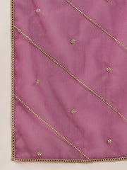 Elegant Wine Embroidered Kurta Set with Dupatta