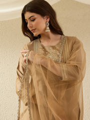 Festive Gold Embroidered Straight Kurta Set