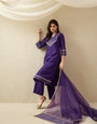 Elegant Purple Kurta Set with Sheer Dupatta