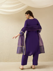 Elegant Purple Kurta Set with Sheer Dupatta