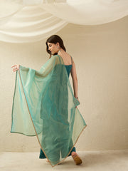 Elegant Rama Kurta Set with Sheer Dupatta