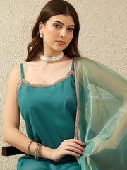 Elegant Rama Kurta Set with Sheer Dupatta