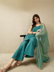 Elegant Rama Kurta Set with Sheer Dupatta