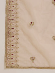 Elegant Gold Embroidered Kurta Set with Sheer Dupatta