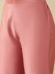 Blush Pink Embroidered Kurta Palazzo Set with Organza Dupatta