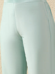 Sky Blue Embroidered Kurta Palazzo Set with Organza Dupatta