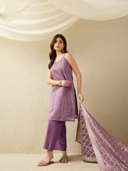 Elegant Lavender Kurta Set with Dupatta