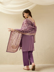 Elegant Lavender Kurta Set with Dupatta