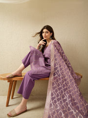 Elegant Lavender Kurta Set with Dupatta