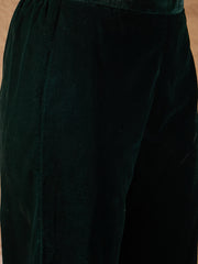 Dark Green Velvet Kurta, Pant and Dupatta