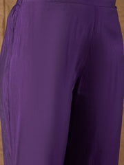 Purple Bandhani Printed Kurta, Pant and Dupatta Set
