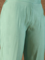 Elegant Mint Green Embroidered Kurta Set with Organza Dupatta for Women
