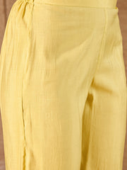 Sunshine Yellow Embroidered Kurta Set with Organza Dupatta for Women