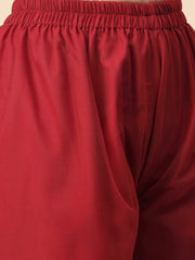 Maroon Embroidered Kurta Palazzo Set with Organza Dupatta for Women