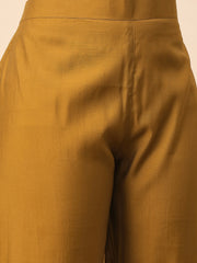 Mustard Embroidered Kurta Pant Set with Dupatta for Women