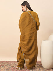 Mustard Embroidered Kurta Pant Set with Dupatta for Women