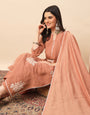 Peach Silk Blend Embroidered Kurta Set with Dupatta for Women | Elegant Festive & Ethnic Wear