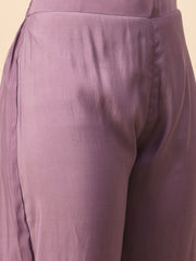 Dusty Mauve Silk Blend Embroidered Kurta Set with Dupatta for Women | Elegant Festive & Ethnic Wear