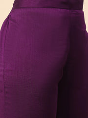 Women's Purple Embroidered Kurta Pant Set with Organza Dupatta | Festive & Party Wear Ethnic Suit