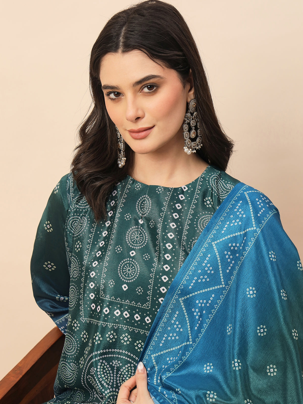 Women's Teal Green Printed Kurta Pant Set with Dupatta | Elegant Festive & Casual Ethnic Wear