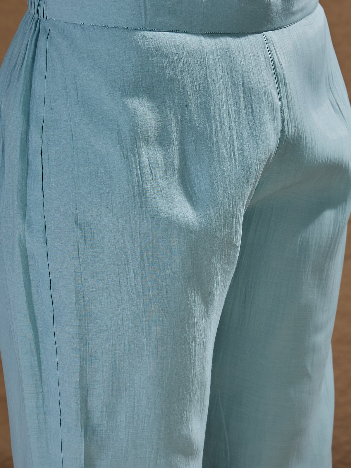 Sky Blue Embroidered Kurta Pant Set with Organza Dupatta for Women