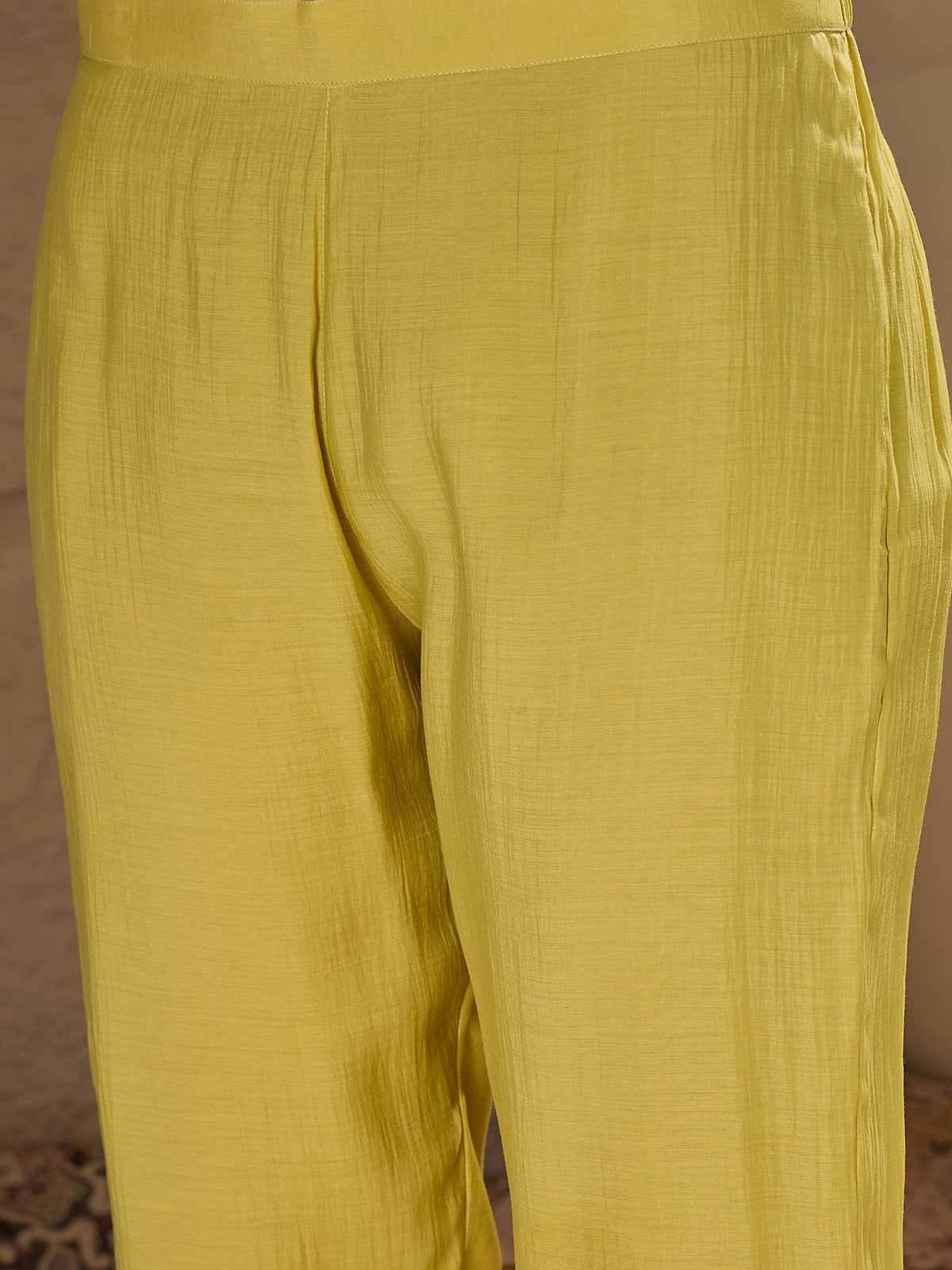 Yellow Embroidered Kurta Pant Set with Organza Dupatta for Women