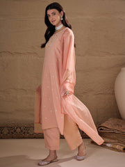 Elegant Peach Embroidered Kurta Set with Dupatta for Women | Festive Ethnic Wear Suit Set