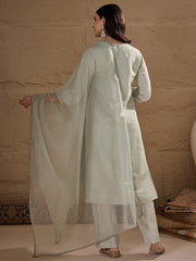 Elegant Pistachio Green Embroidered Kurta Set with Dupatta for Women | Festive & Ethnic Wear
