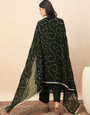 Elegant Dark Green Embroidered Kurta Pant Set with Dupatta for Women | Festive & Ethnic Wear