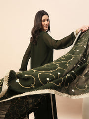 Elegant Dark Green Embroidered Kurta Pant Set with Dupatta for Women | Festive & Ethnic Wear