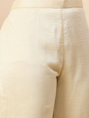 Off White Straight Kurta Pant Set with Organza Dupatta for Women